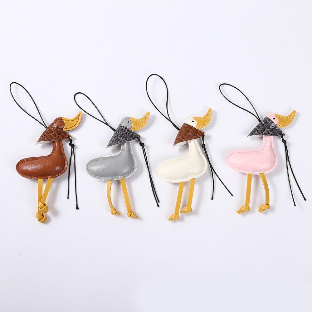 Cartoon Scarf Duck Pendant DIY Bag Charm Trendy Pu Leather DuckKeychain Bag Ornament