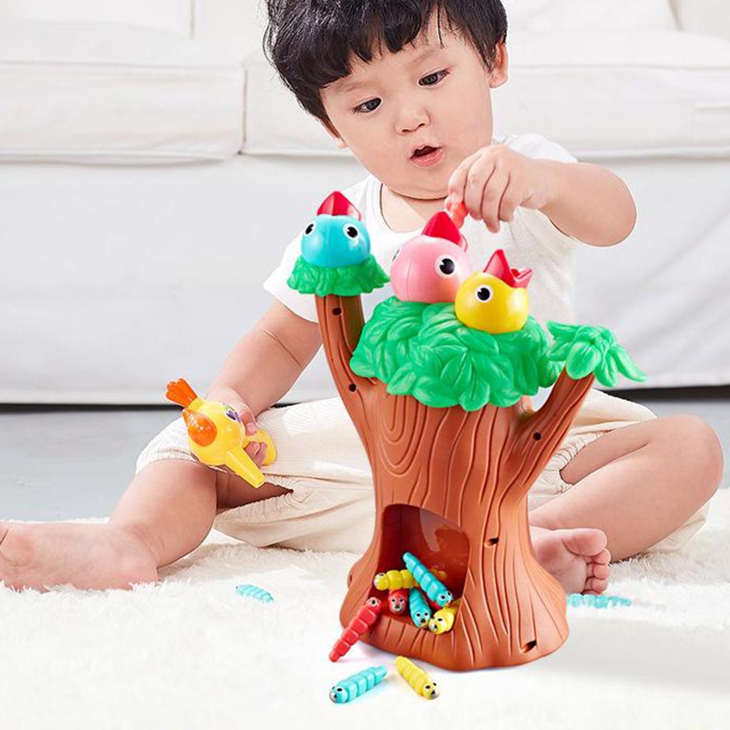 Children's Magnetic Woodpecker Sensory Toy Interactive Educational Role-Playing Feeding Game for Boys and Girls Kids Learning