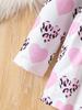 Girls 2 Piece Outfit 4-7Y Pink Leopard Heart Print Top and Black Leggings Sweet Cool Style Kids Clothing Set Fit Kids Daily Wear