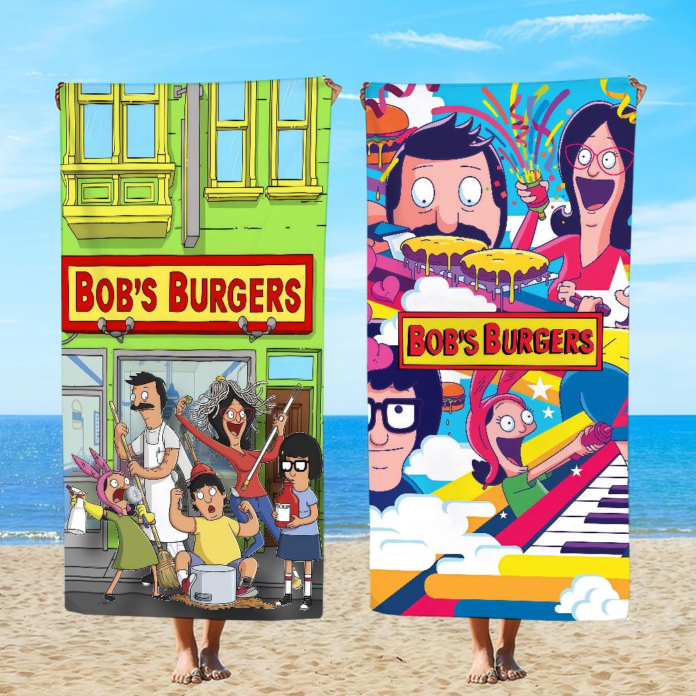 Cartoon B-BobsS B-BurgersS Towel Textile Bathrobe Beach Quick-Drying Lightweight Portable Camping Swim Pool Travel