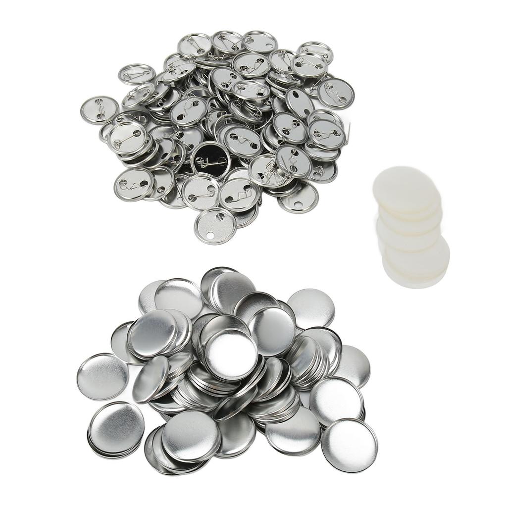 100 Sets Blank Button Badge Parts Set Round Shape Rust Prevention Easy Print Button Pin Badge Kit for Button Making Machine