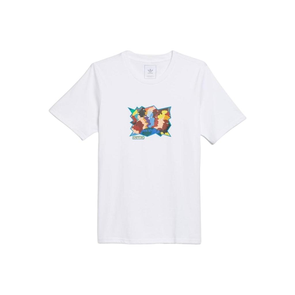 Adidas Originals Printed Metropolitan World Pips Short Sleeve T-Shirt Men Tops White HM9360
