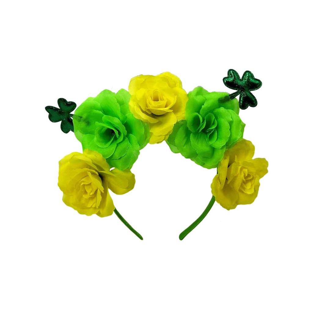 New Irish Day Headband Clover Rose Headband St. Patrick's Day Carnival Party Headpiece