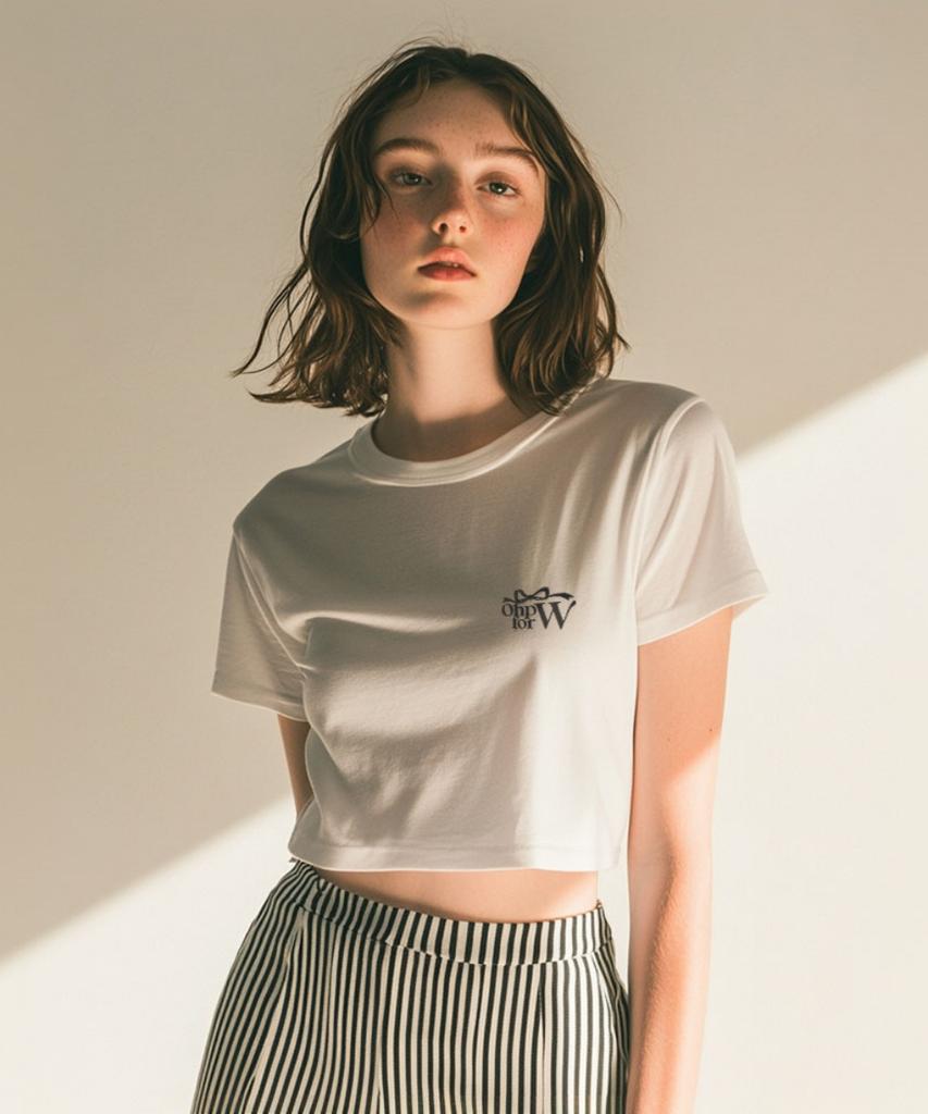 ONEHUNDREDPERCENT FOR WOMAN Ohp Logo Women'S Crop Short Sleeve Tee