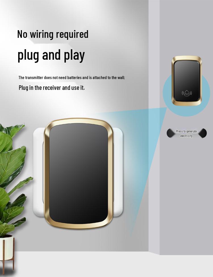 Wireless Self-Powered Long-Distance Doorbell with Waterproof Call Button for Elderly