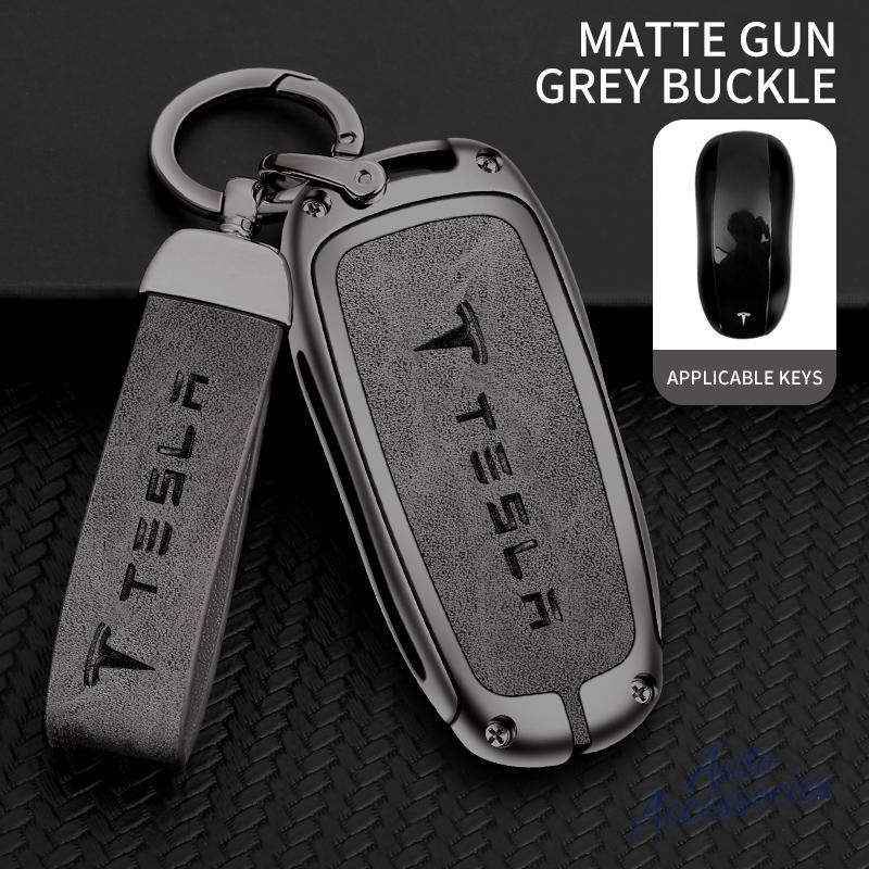 

Alloy Car Smart Remote Key Case Cover Protection Shell Keyring For Tesla Model 3 Model Y Model S X Leather Keychain Accessories