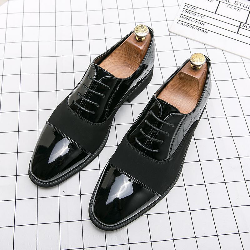 

Large size men s business dress leather shoes men s pointed glossy leather shoes trendy fashion leathershoes 38 чёрный