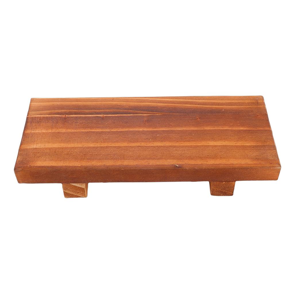 Wooden Riser Multifunctional Small Wood Tray Pedestal Stand for Kitchen Bathroom Countertop Brown Color