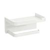 Contemporary Bathroom Shelf with Integrated Phone Tray and Paper Roll Holder Plastic Design Suitable for Washroom