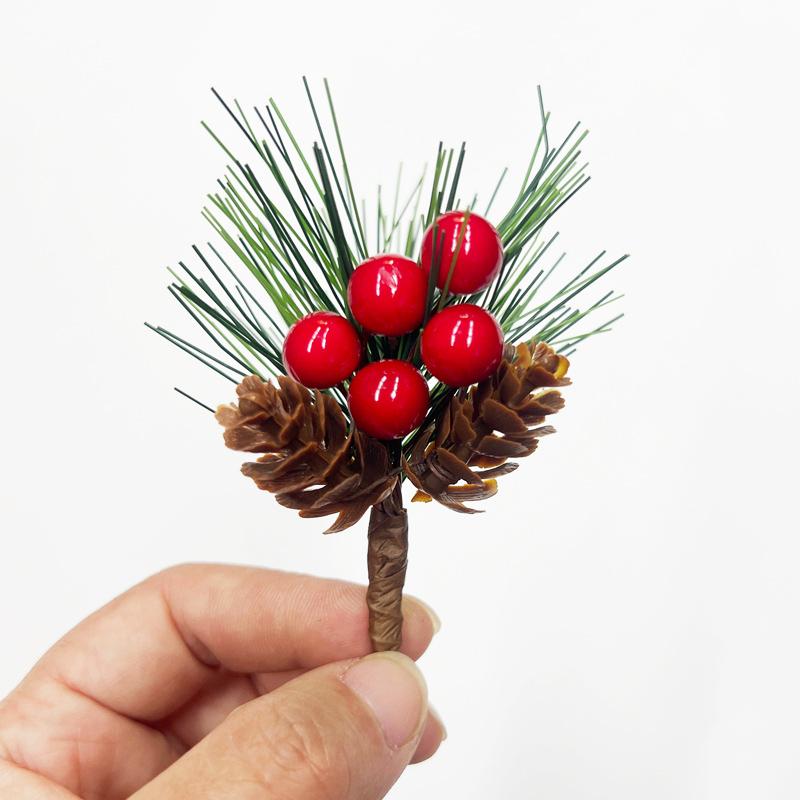 10PC Hanging Ornaments Christmas Decor Simulation Branches DIY Xmas Wreath Artificial Pine Cone Picks Holiday Decor Crafts