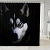 Forest Wolf Shower Curtains Full Moon Mountain Winter Cedar Grey Blue Bathroom Decor Polyester Fabric Bath Curtain With Hooks