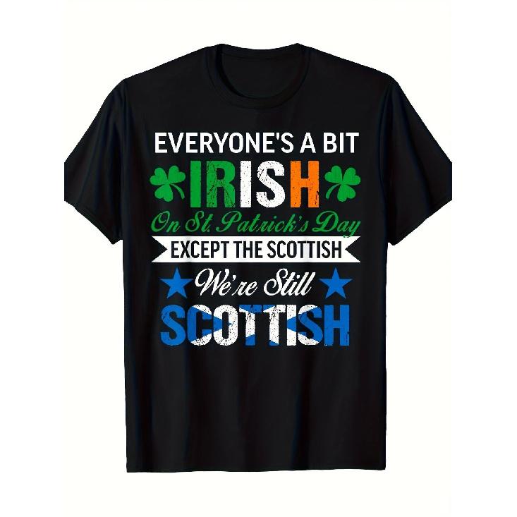 Scottish And Irish Heritage T-Shirt for Men And Women, St. Patrick'S Day - 220G Heavy Weight, Round Retro Celtic Neck, Design with Shamrock And
