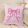 Pink Bow Cushion Cover Soft Plush Fabric DoubleSided Printed Sofa Cushion Cover for All Seasons Home Decor Gift