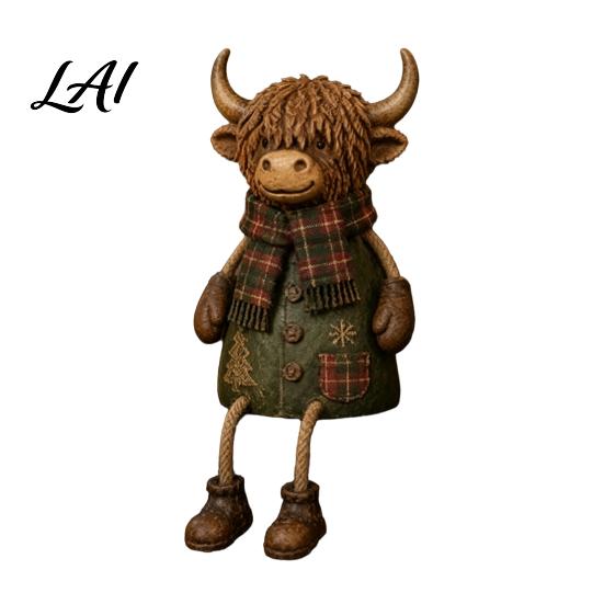 Resin Sculptures Animal Sitter Sitting Farmhouse for Shelf Figurine, Whimsical Dangling Leg Donkey, Highland