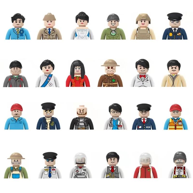 Stadt Charaktere Actionfiguren Bausteine Polizist Lehrer Feuerwehrmann Beruf Mini Figur Puppen Bricks Set Kinderspielzeug