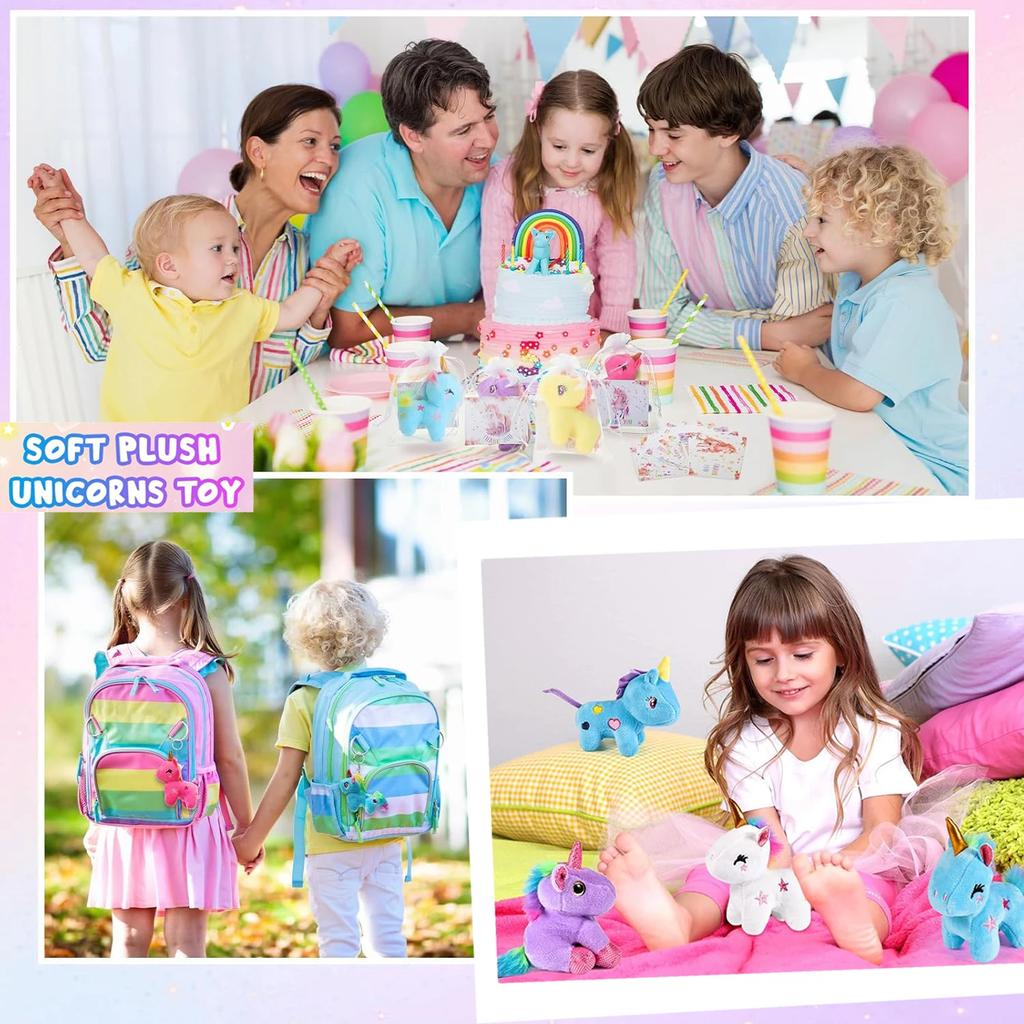 12-24 Adet Mini Peluş Unicorn Doldurulmuş Hayvanlar Unicorn Parti Hediyesi Toplu Oyuncak Çeşitleri Anahtarlık Hediye Çantası Çocuk Kız Doğum Günü için