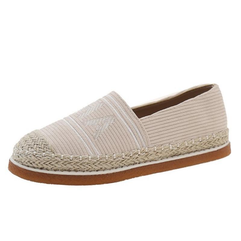 

Женские туфли рыбака, новые вышитые буквы, туфли-лодочки с мелким вырезом, летние парусиновые туфли для улицы 38 бежевый