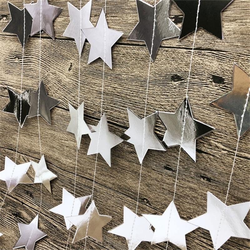 Elegant Star Garlands Decoration Glitters Paper Streame Festival Ornament for Birthday Party Supplies Daily Casual Use