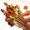 100PCS Disposable Cocktail Picks Thanksgiving Themed Bamboo Skewers with Maple Leaves Pumpkins Acorns