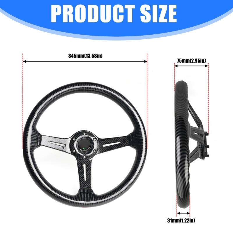 Manopola 345mm Stile Racing Volante ABS 350mm Design a 6 Bulloni Costruzione Leggera Compatibilità Veicolo Universale