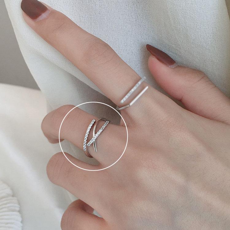 Women's Trendy Geometric Diamond Open Ring - Simple, Cool, and Unique Design