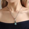 3-teiliges Halsketten-Ohrring-Set für Männer und Frauen im Vintage-Stil, eingelegter blauer Kristall, türkisfarbener Anhänger mit Laternenkette, Schmuck