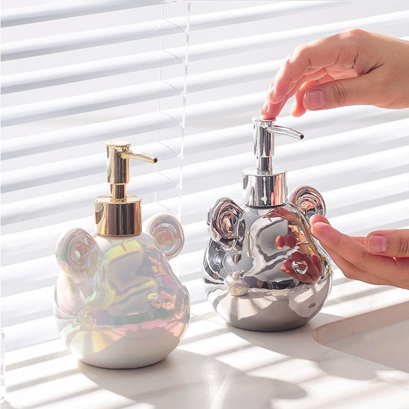 Ceramic Art Cartoon Bear Lotion Bottle, Bathroom Accessories, Household Shower Gel, Sub Packaging Bottle, Luxury Shampoo Bottle