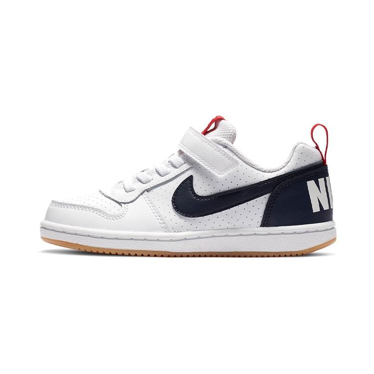 (PS) Nike Court Borough Low White Red Blue Kids 870025-105 EU 28