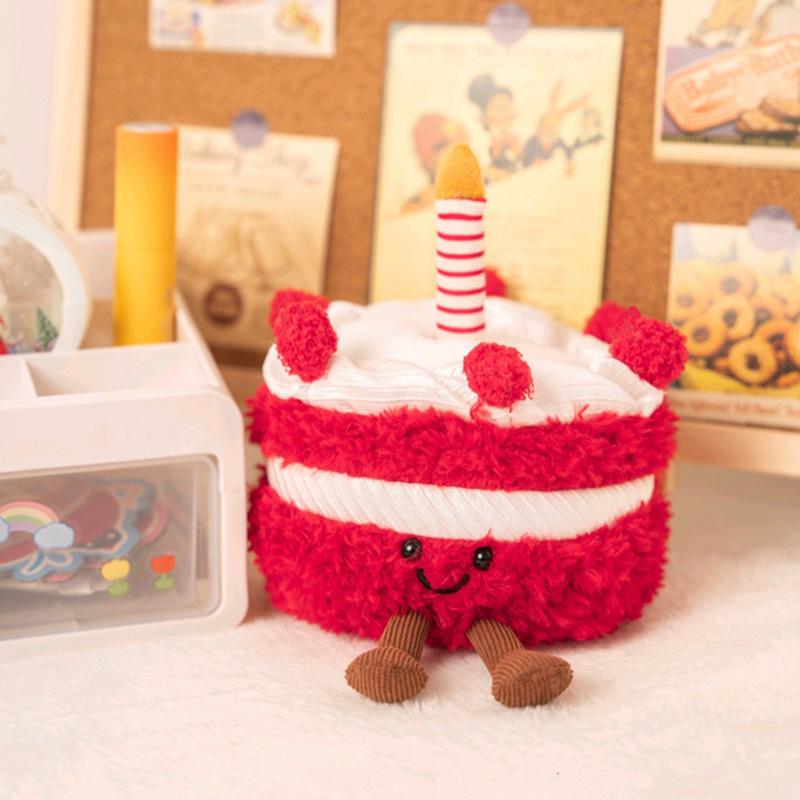 Creative Red Velvet Cake Plush Doll – Stuffed Animal Comfort Toy for Girls, Perfect Birthday Gift.