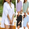 2026 Women's Deep V Neckline Fashion Beach Sun Protection Swimsuit Shirt Dress