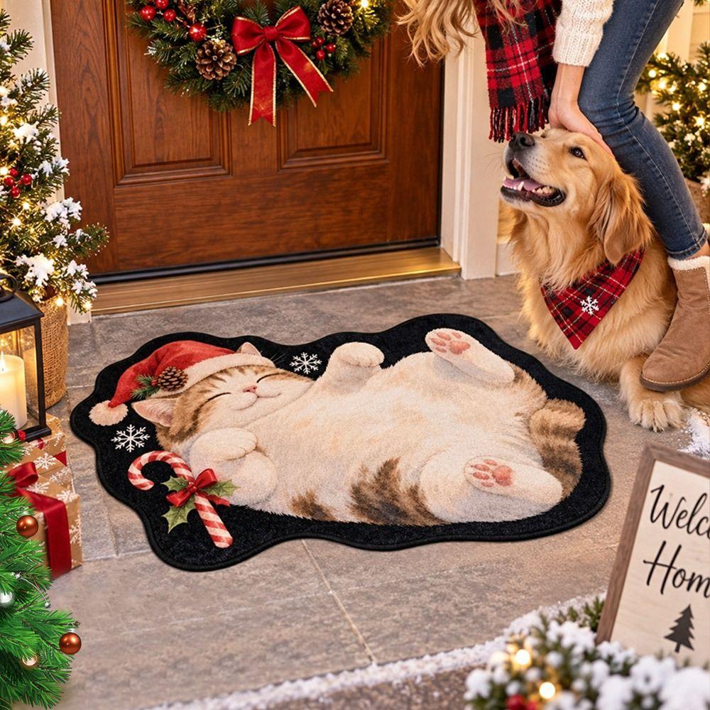 Irregular Shape Entryway Rug Cat Dog Decor Floor Rug Durable Door Mat  Front Door Hallway