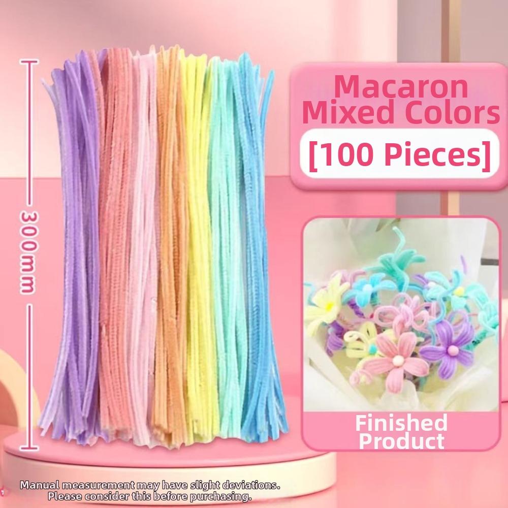 100/300/400Pcs Flexible Wire Pipe Cleaners Bendable Plush Sticks  for Artificial Flower Making