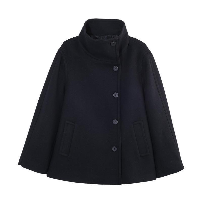 Cappotto Corto da Donna in Misto Lana Collo Alto Casual Chic Capospalla Inverno 2025