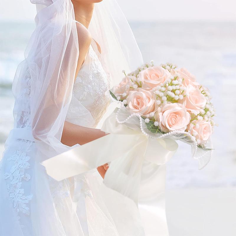 1PC Buquê de Rosas Brancas Artificiais Presentes de Aniversário Detalhe de Renda Adereços de Fotografia de Natal Estilo Boêmio Várias Opções Disponíveis