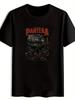 Vintage Rock Band Graphic T-shirt - Black Short Sleeve Crewneck Tee with Distressed Skull & "PANtera" Design