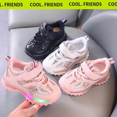 Sneakers Kids Fashion Girls LED Light Shoes Letter Mesh Breathable Luminous Shoes Casual Sports Shoes Boys Shoes