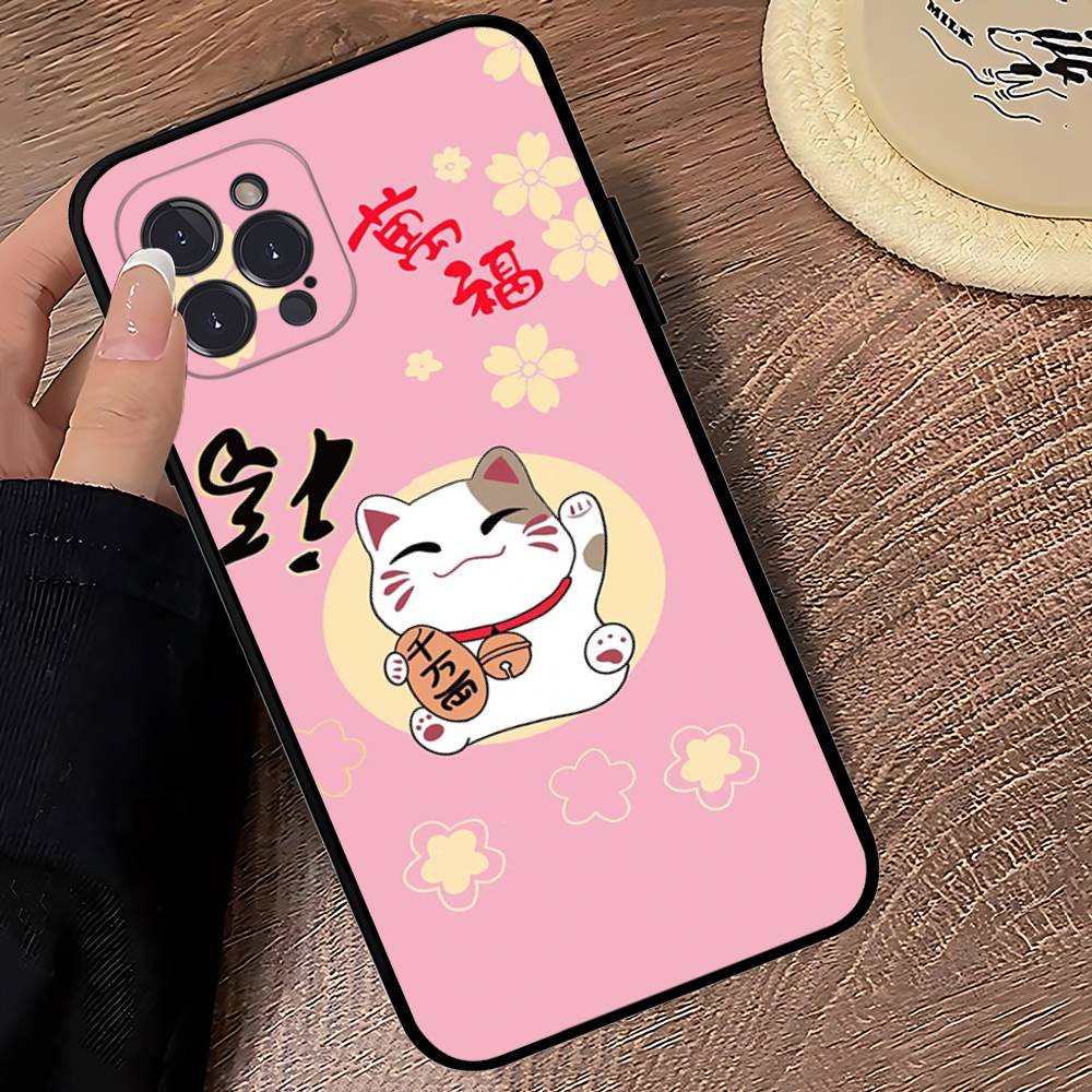 Custodia per Telefono Gatto Portafortuna Per iPhone 16 15 14 13 12 Mini 11 Pro XS Max X XR SE 6 7 8 Plus Copertura Morbida in Silicone