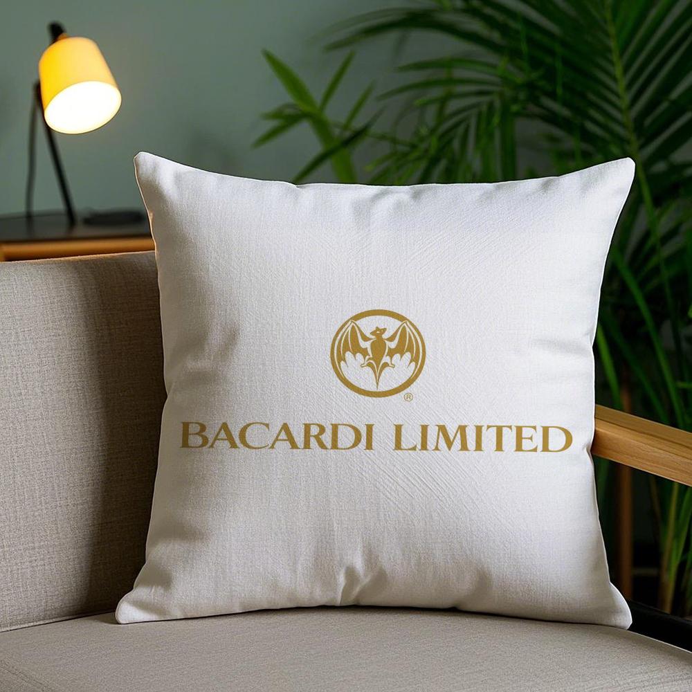B-Bacardi Logo Cushion Cover Plush Fabric Soft Double-Sided Printed Invisible Zipper Sofa Pillow Case Home Decor