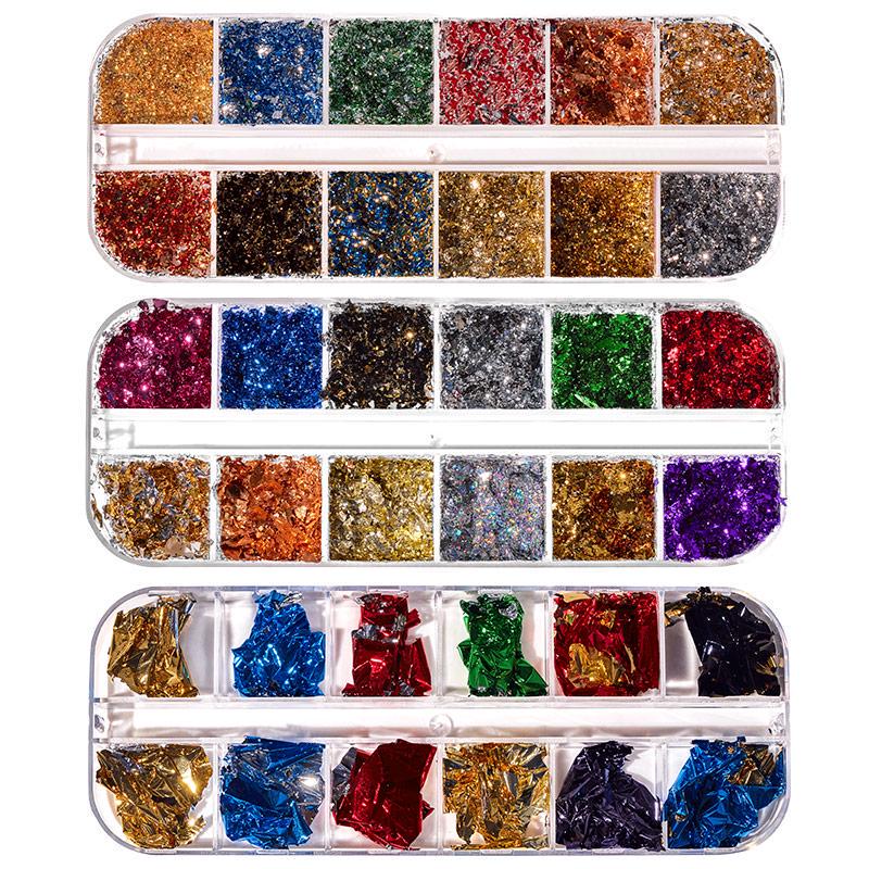 Silver Gold Irregular Aluminum Flakes Holo Mirror Sequins Shinny Paillettes Nail Art Glitter Powder