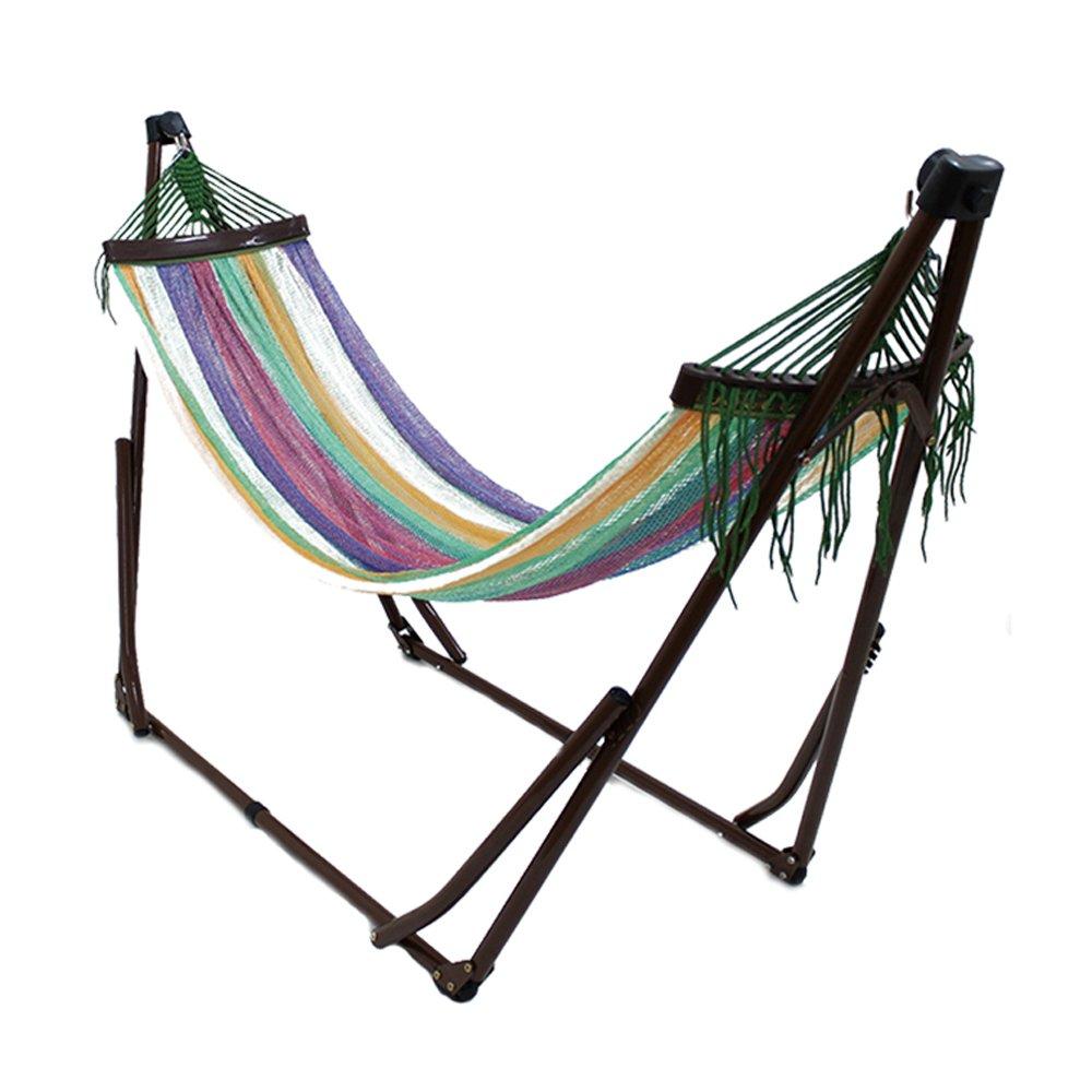 TOYMOCK Freestanding Hammock, Brown, Rainbow, MOZ-4-03