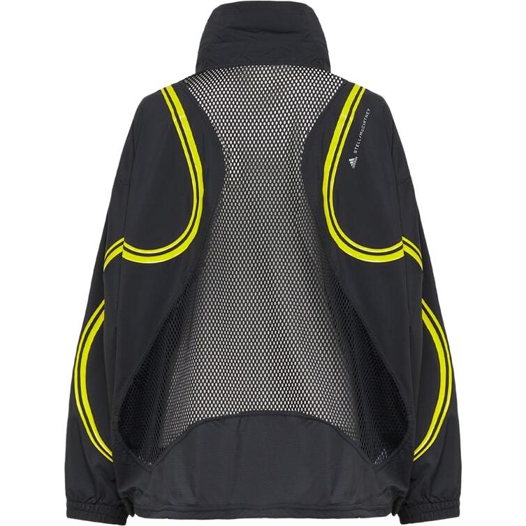 Adidas Contrasting Stripe Mesh Hollow Sport Jacket Women Tops Black HI6129