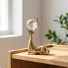 Deer Figurine with Crystal Ball Electroplated for Entryway Table