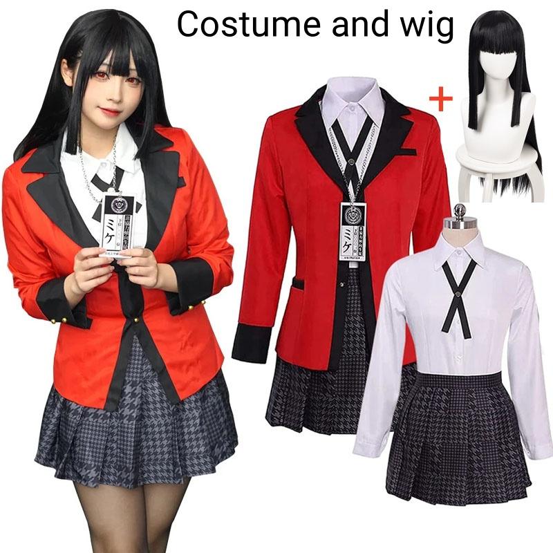 Anime Kakegurui Jabami Yumeko Cosplay-kostyme Halloween Sayaka Gambler Japansk skolejenter JK Uniform Halloween Cos