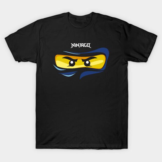 Talla Asiática Hombre Camiseta Negra Estampada Ninjago Ojos Ninja Azul Jay Fanart Camiseta Hecha por Fans Impresión con Papel de Transferencia Sin Corte Camiseta de Algodón