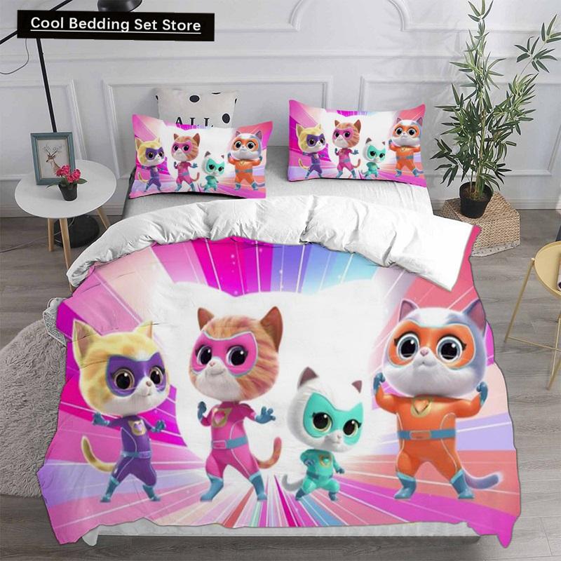 Anime Super Kitties Bedding Sets Comforter Quilt Bed Cover Duvetcover Pillow Case 2-3 Pieces Sets Kids Adult Size  Home Textiles