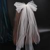 Short White Bridal Tulle Gauze Pearl Bow Veil Romantic Wedding Bridal Veil  Proposal