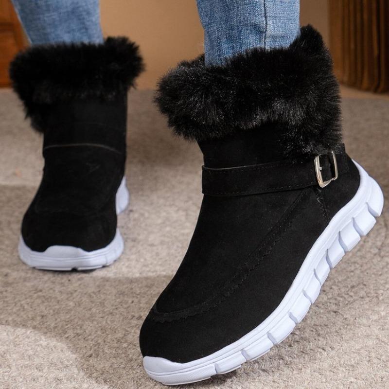Large Size Snow Boots for Women's Autumn and Winter New Flat-bottomed Warm Outer Cotton Shoes for Women