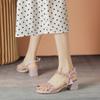 1 sandal female summer word with bow fairy thick heel middle heel with skirt high heels
