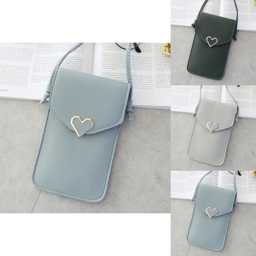 Elegant Pu Heart-shaped Decor Transparent Touch-screen Shoulder Bag For Women