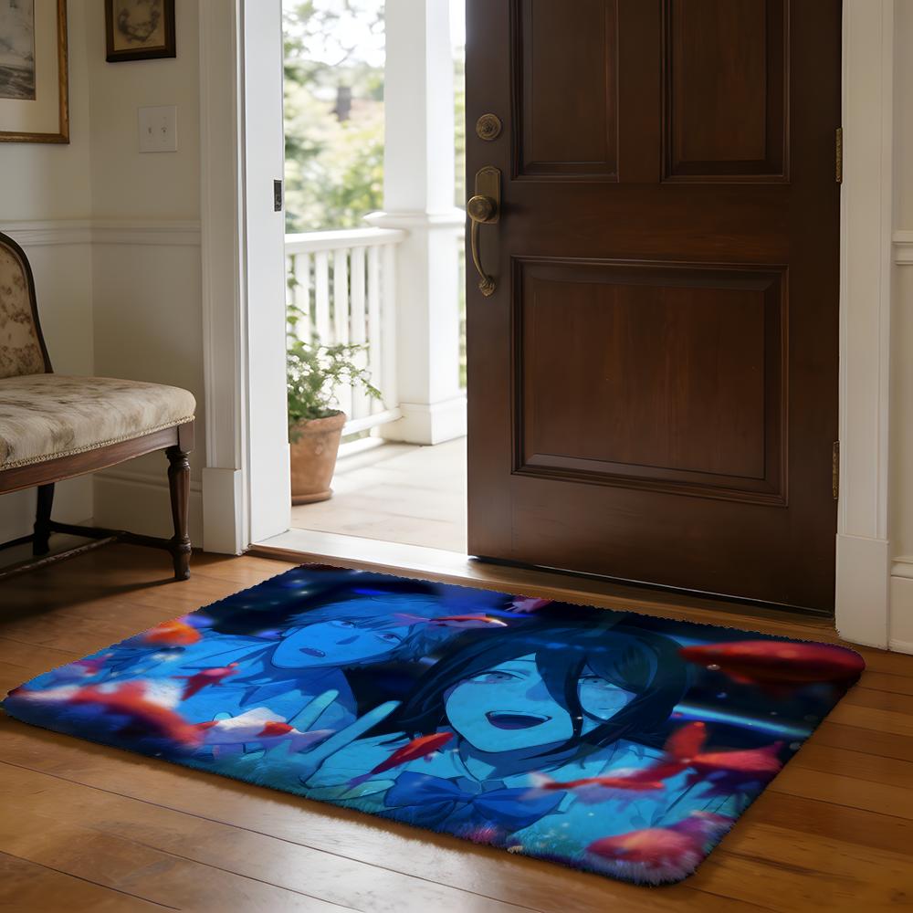 CChainsaw Man Floor Mat Soft Flannel Absorbent Mat Non-Slip Rug Home Bedroom Bathroom